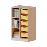 ErgoTray Regal, 2reihig, 3 OH, links 3 Fächer rechts 5 hohe Boxen, B/H/T 70,3x118x40cm 